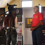 Chairman and Festival Director, Mr. Aasif Karim being interviewed by Nation Media Group Journalist, Mr. Hillary Anekea.